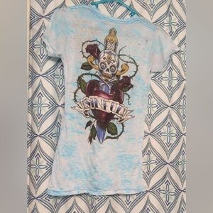 Y2K Sinful affliction styled Size L fits M or S also skull front &back graphics